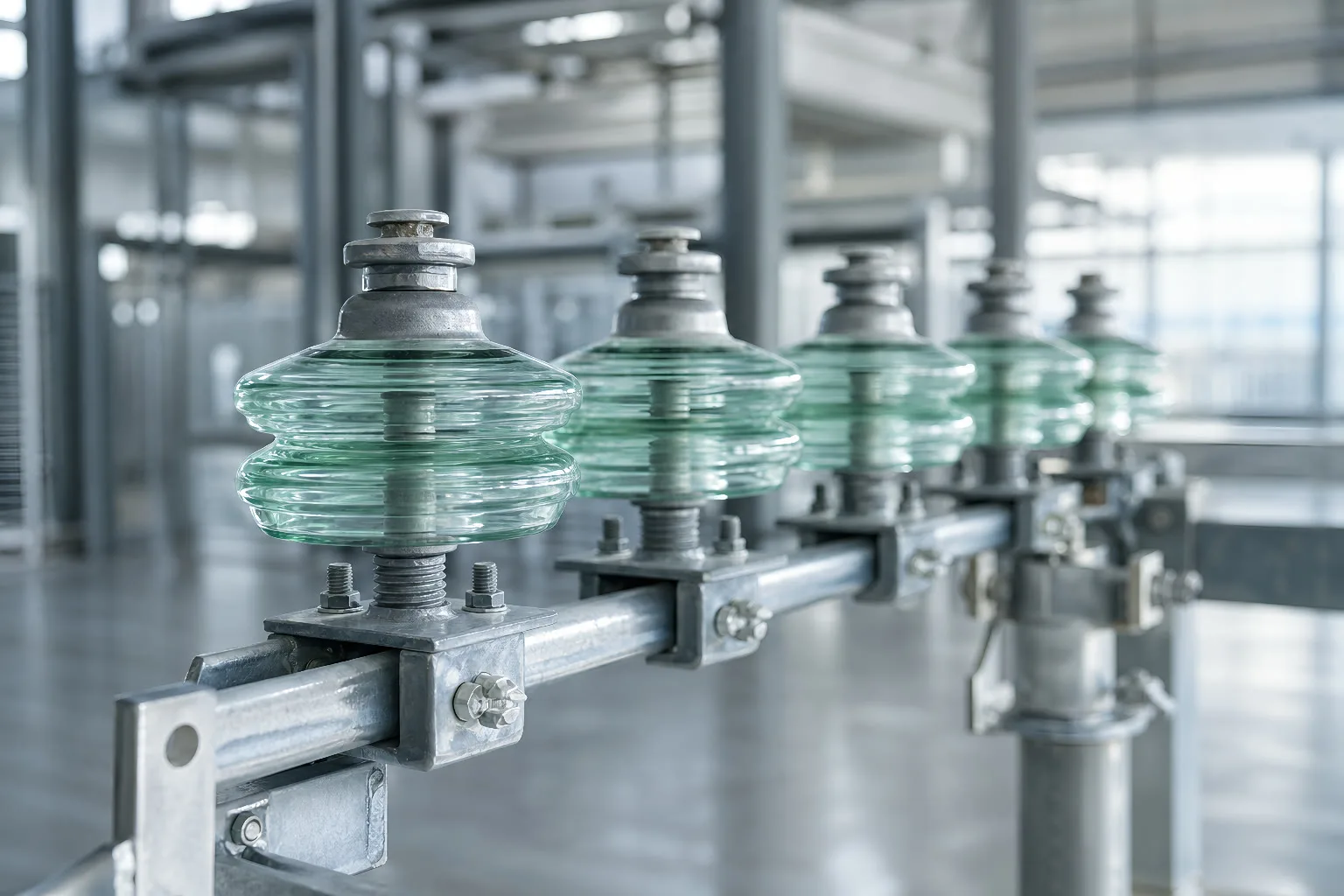 Solid-core post glass insulator for substation bus support
